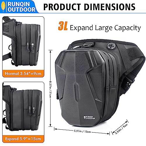 Motorcycle Waist Drop Leg Bag - Expandable Big Capacity Druable & Waterproof Tactical Fanny Pack, Multi-Pocket Storage Hip Thigh Bag for Cycling Hiking Climbing, Men and women