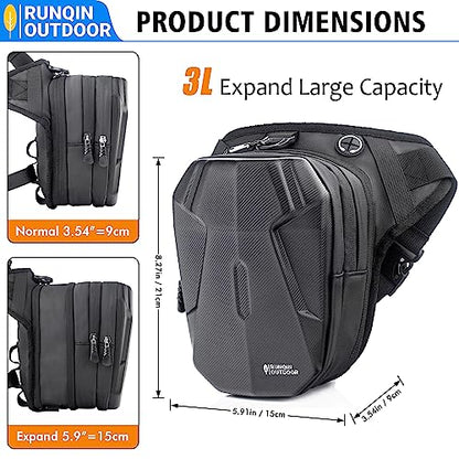 Motorcycle Waist Drop Leg Bag - Expandable Big Capacity Druable & Waterproof Tactical Fanny Pack, Multi-Pocket Storage Hip Thigh Bag for Cycling Hiking Climbing, Men and women