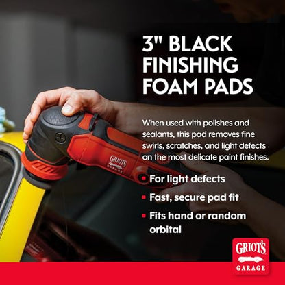 Griot's Garage 3" Black Foam Finishing Pads for Car Polishing and Detailing, Buffing Pads for Paint Correction and Sealant Application, 11274, Set of 3 - style: 3" (Set of 3)