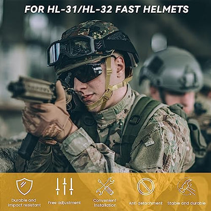 Tactical Helmet Chin Strap Adjustable Dial 4 Points Suspension System with Bolts and Screws for Tactical Fast MICH Bump Helmet Accessory - color: Style 2- Khaki