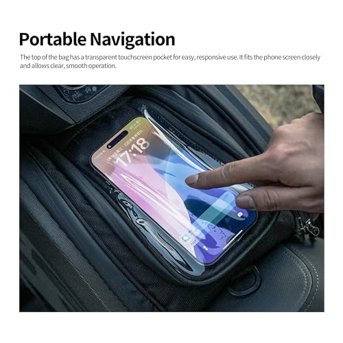 Rhinowalk Motor Scooter Tunnel Bag, 16L Hard Shell Storage Bag for Step-Through Scooters with Center Tunnel, Motorcycle Fuel Tank Storage Bag with Touchscreen Pocket & Rain Cover
