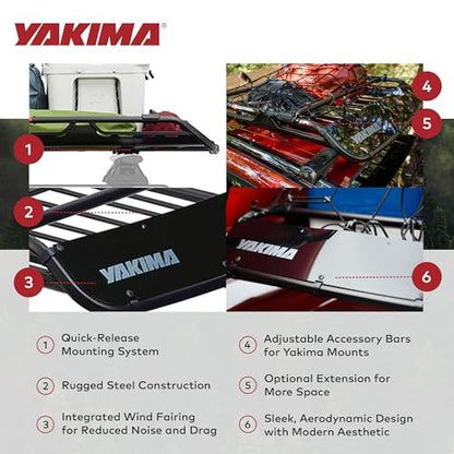 Yakima OffGrid Large Premium Cargo Basket Roof Rack with Quick Release Mounting System and Removable Fairing and Accessory Bars, Black - size: Large