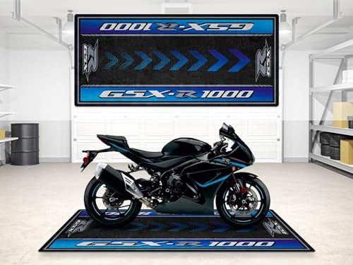 Garage Mat for GSX R1000 Motorcycle Model, Parking mat, Pit Mat, Washable Non-Slip Garage and Showroom Floor Carpet (Glass Sparkle Black, Size 2: 102 x 47/260 x 120 cm) - color: Glass Sparkle Black, size: 3'11" x 8'6"