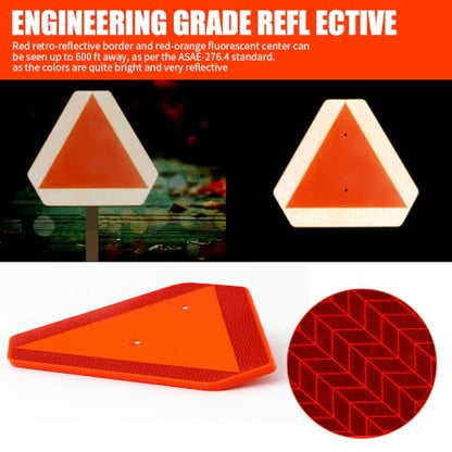 Slow Moving Vehicle Sign Triangle Sign 14"x16" Engineering Grade Reflective Up to 7 Years Outdoor for Golf Cart (Plastic NEW) - color: Plastic NEW