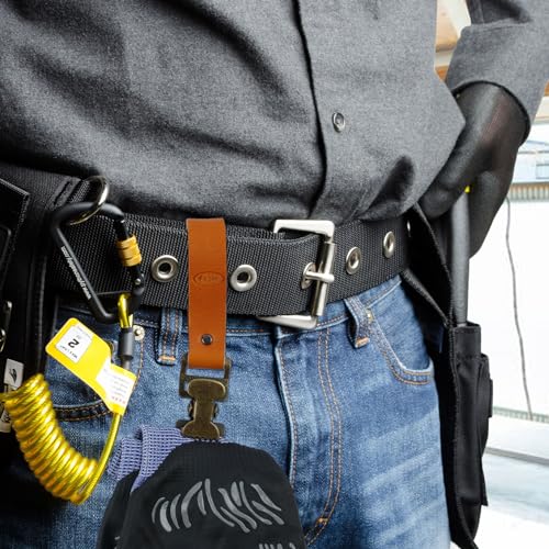 KUNN Leather Glove Clips for Work Glove Holders Heavy Duty Glove Belt Bronze Clip for Construction - color: Brown