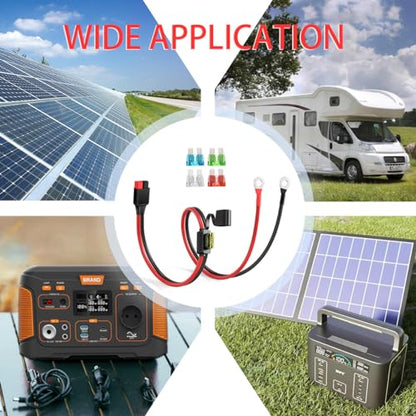 ELFCULB Anderson Connector to O Ring Terminal 10AWG Battery Connector Cable with 5 Fuse for Automotive Portable Power Station Solar Generators(2FT) - size: 2FT