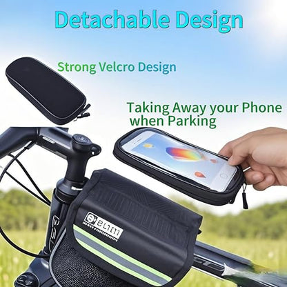 Bike/Bicycle Bag,Bike Phone Holder Mount Bag,Touchscreen Bike Phone Mount under 6.8”,Waterproof, Bicycle Accessories Frame Storage Bag(Red) - color: Red