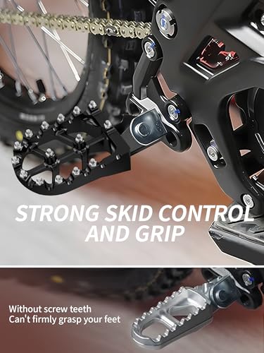 JFG RACING Dirt Bike Foot Pegs,7075 Aluminum CNC Pedals Rests for Surron Light Bee X and S/E Ride Pro S SS SR/CRF150F CRF230F 03-19/CRF250F 19-24/XR150L 15-24/KDX200 83-94-Black - color: black