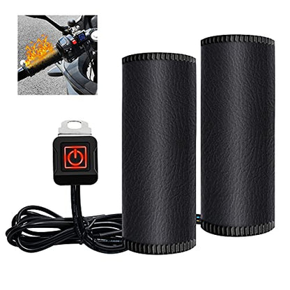 Heated Motorcycle Grips Covers, IP67 Waterproof Winter Motorcycle Gear, Heated Grips for 12V ATV Motorcycle Hand Grip with Temperature Adjustable & Fast Heating