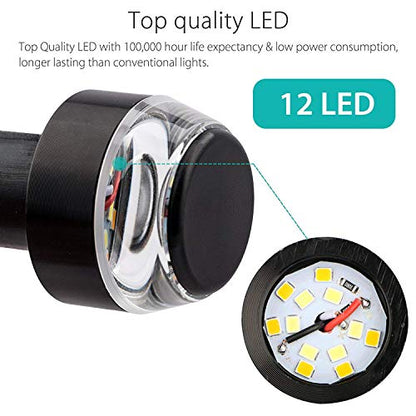 TOPKU Motorcycle Turn Signal Light Grip Bar Plug Strobe Side Marker End LED Handlebar Motorcycle Handle Bar Grip Plug Side Marker Lamp Accessory 2-Pack