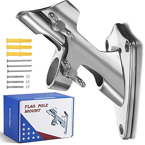 ZOMCHAIN Flag Pole Bracket, Flag Pole Holder, 316 Stainless Steel Marine Grade for Outside House- Polished, Heavy Duty for 1in Flag Pole Mount - 2 Positions - size: 2 Positions Flag Pole Holder