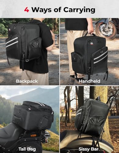 KEMIMOTO Motorcycle Sissy Bar Bag 40L Large Capacity Motorcycle Luggage Rack Tail Bag with Waterproof Zipper Dual Sport Backpack Adventure for Trip Camping Outdoor