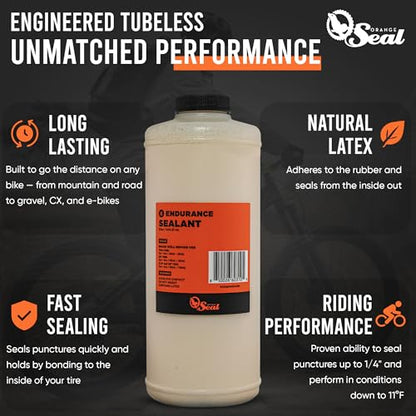 Orange Seal - Endurance Formula Tubeless Bike Tire Sealant | Long Lasting, Fast Sealing | for MTB, Road, CX and Gravel Bicycle Tires - style: 32oz Refill