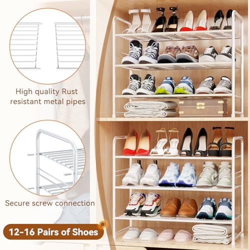 Simple Shoe Rack, 3 Tier Heavy Duty Metal Shoe Shelf 27 Inch Wide, White - color: White, size: 3 Tier(27 Inch)