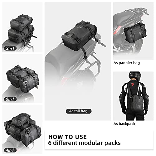 Waterproof Motorcycle Tail Bag 8L Motorbike Rear Rack Storage Bag Saddle Pannier for Touring Adventure Commuting Black - size: 8L