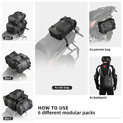 Waterproof Motorcycle Tail Bag 8L Motorbike Rear Rack Storage Bag Saddle Pannier for Touring Adventure Commuting Black - size: 8L