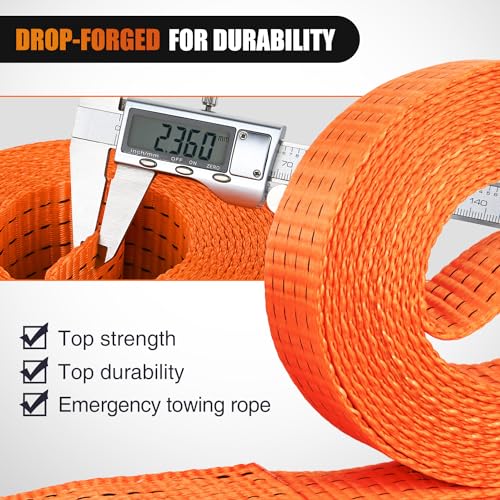 Nilight Tow Strap Heavy Duty with Safety Hooks 2”x20’ 10,000LBS Breaking Strength Towing Strap Rope for Trucks Vehicles Towing Accessories Cable Trailers, 2 Years Warranty - color: 2in x 20ft Strap w/Hooks