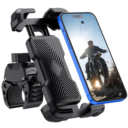 Grefay Bike Phone Holder Mount Motorcycle Phone Holder Handlebar Clamp for Road Bike MTB Scooter with 360 Rotate for iPhone 17/16/15/14/13/12/11 Series Galaxy S9 S10 4.7-7.2 Inch Smartphone