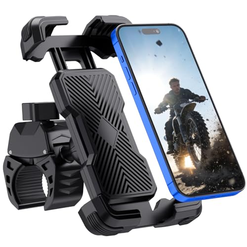 Grefay Bike Phone Holder Mount Motorcycle Phone Holder Handlebar Clamp for Road Bike MTB Scooter with 360 Rotate for iPhone 17/16/15/14/13/12/11 Series Galaxy S9 S10 4.7-7.2 Inch Smartphone