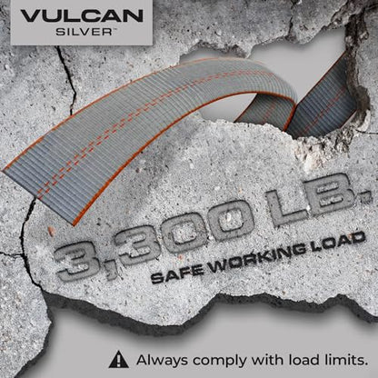 VULCAN Car Tie Down with Snap Hooks - Lasso Style - 2 Inch x 96 Inch, 4 Pack - Silver Series - 3,300 Pound Safe Working Load - size: Snap Hooks - Silver Series (4 Pack)
