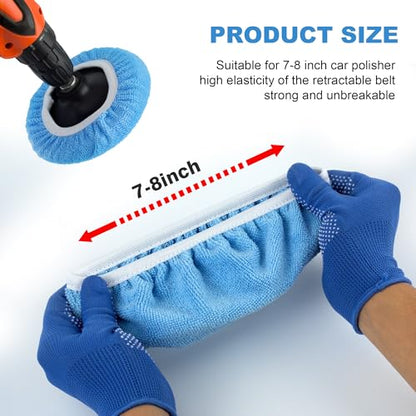 S SATC 20 PCS Car Orbital Buffer Pads Bonnet 7-8 Inch Microfiber Polishing Bonnet Buffing Pad for Car Polishing, Cleaning, Waxing - size: 7-8 Inch