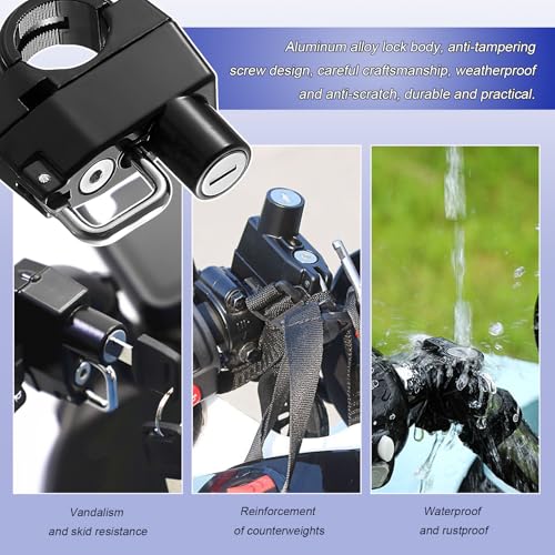 Motorcycle Helmet Lock, Anti-Theft Security Aluminum Alloy Handlebar Locks with 2 Keys, Tamper-Proof Safety Helmet Holder Hook for Motorcycles ATVs Dirt Bikes Scooters (Lock) - color: Lock