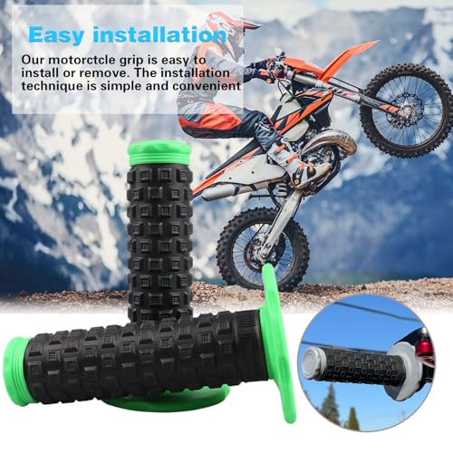 7/8" Dirt Bike Grip Rubber Anti-Slip Universal Motorcycle Grips Handlebar Racing Grip for Motocross Mini Bike Surron Light Bee x Grips KLX110 YZ450F XR50 CRF80 Motocross Grips - color: Green