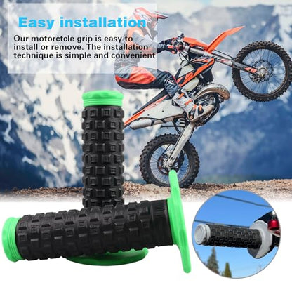 7/8" Dirt Bike Grip Rubber Anti-Slip Universal Motorcycle Grips Handlebar Racing Grip for Motocross Mini Bike Surron Light Bee x Grips KLX110 YZ450F XR50 CRF80 Motocross Grips - color: Green