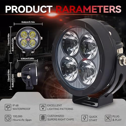2PCS 3inch 80W LED Light Pods with Amber Covers, 9600LM Yellow Fog Light Pods LED Light Bar Offroad Driving Lights,for Jeep Wrangler Truck Car ATV SUV Motorcycle Cabin Boat (2Pcs 3Inch Lights) - size: 2Pcs 3Inch Lights