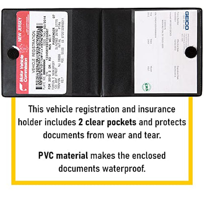 CANOPUS Car Registration and Insurance Holder, Car Document Holder, Vehicle Registration and Insurance Card Holder, Wallet for Auto, Trailer, Motorcycle, Truck, Vehicle Paperwork Organizer (2 Pack) - size: Motorcycle