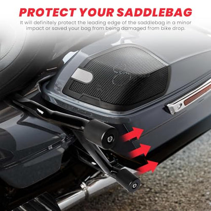 2023-2026 Street Glide Road Glide Saddlebag Guard Crash Bar Compatible with Harley Davidson Touring FLTRX FLTRXL FLHX FLHXU FLHXL FLTRXSE FLHXSE FLTRXSTSE Black Tip-Over Bar with Support Rails - size: 2023-2026 With Rails