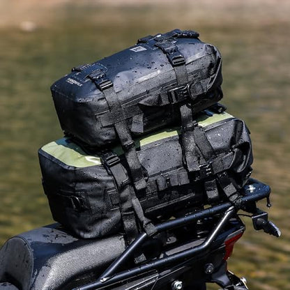 Waterproof Motorcycle Tail Bag 8L Motorbike Rear Rack Storage Bag Saddle Pannier for Touring Adventure Commuting Black - size: 8L