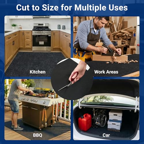 FLEXIMOUNTS 4'11" x 3' Garage Floor Mat Oil Spill Mat, Waterproof Garage Flooring for Cars & SUVs,Absorbent, Slip-Resistant, Quick Dry Carpet Fabric - size: 4'11" x 3' w/ PE Backing