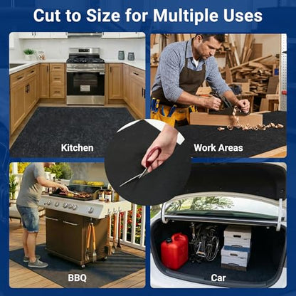 FLEXIMOUNTS 20' x 8' Garage Floor Mat Oil Spill Mat, Waterproof Garage Flooring for Cars & SUVs,Absorbent, Slip-Resistant, Quick Dry Carpet Fabric(Includes Double Sided Tape) - size: 20' x 8' w/ PE Backing