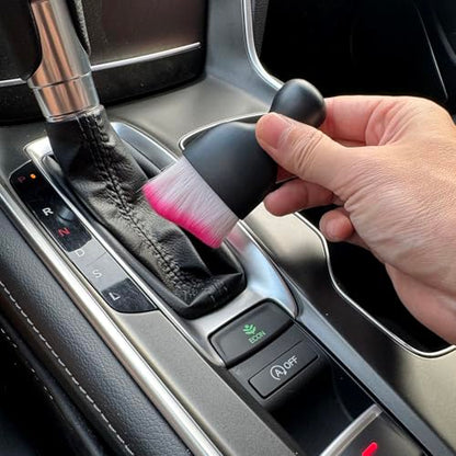 Car Detailing Brush, Soft Bristle Cleaning Brush, Scratch-Free Auto Duster Tool for Dashboard, Air Vents, Leather & Interior Cleaning (Black&Rose) - color: Black&Rose