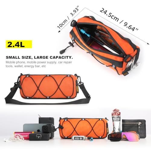 Rhinowalk Bike Handlebar Bag, Bicycle Front Bag Shoulder Bag Storage Bag with Shoulder Strap for Road Mountain Bike Cycling Travel - color: Orange