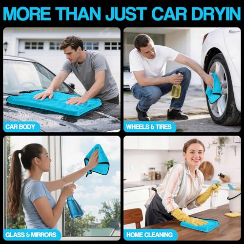 Bolant 4 Pack Twisted Loop Car Drying Towel, Microfiber Towels for Cars 24"x36", Reusable Shammy Quick Dry Cloth for Auto, Boat, Kitchen, Windows & Bathroom（Blue） - color: Blue
