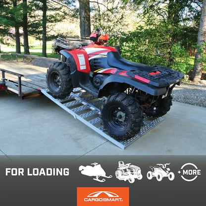 CargoSmart Aluminum Tri-Fold Ramp with Treads, 1 Pack — 1,500lb Capacity/500lb per Section, 50” W x 76” L — Easily and Safely Load or Unload Push Mowers, Garden Tillers, ATVs and More