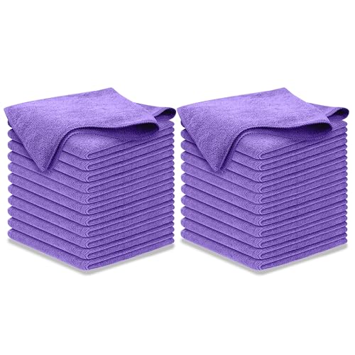 USANOOKS Premium 300GSM Microfiber Cleaning Cloth - 12.5"x12.5" High Performance - 1200 Washes, Ultra Absorbent Microfiber Towels for Cars Undercarriage, Rims & Engine Bay Cleaning - Microfiber Cloth - color: Purple, size: 12.5" x 12.5" (24 pack)