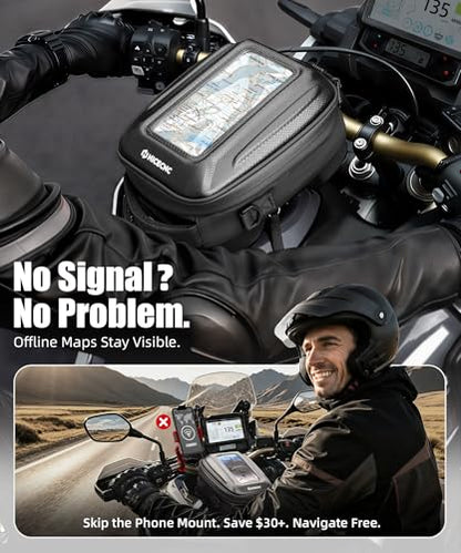 NICECNC Quick-Release Motorcycle Tank Bag - Bike Tanklock Bag Compatible with Honda CRF1100L Africa Twin 20-26, 6L Scratch-Proof Push-Pull Lock System, Waterproof with TPU Phone Window & 3 Carry Modes