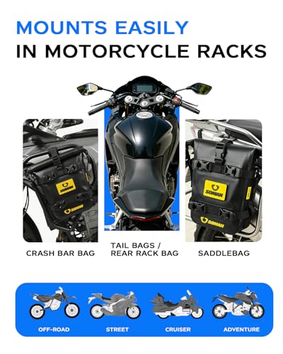 Waterproof Motorcycle Crash Bar Bag 6L, Motorcycle Tail Bag Luggage with Shoulder Straps, Dry Bag Saddle Bag Used in Saddle Rack Rear Fender for Travel & Adventure (Black) - color: Black