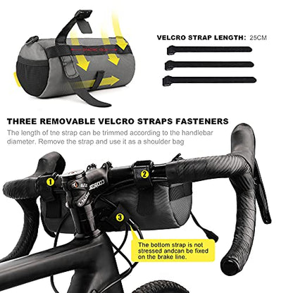 Rhinowalk Bike Handlebar Bag, Bicycle Front Bag Shoulder Bag Storage Bag with Shoulder Strap for Road Mountain Bike Cycling Travel - color: Grey