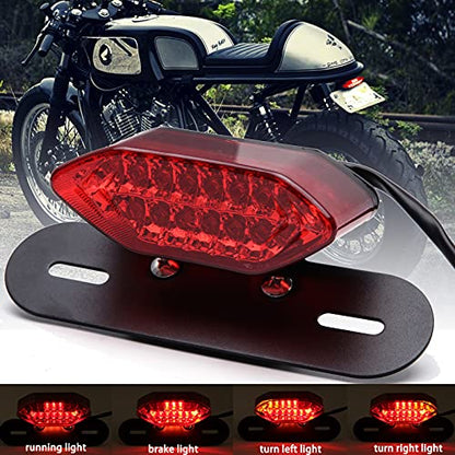 DREAMIZER Motorcycle Tail Light Integrated Running Lamp Brake&Turn Signal Light with License Plate Bracket Compatible With Motorcycle Street Bike Cruiser Chopper And More - color: Red