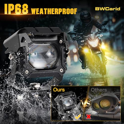 Motorcycle Auxiliary LED Lights - 8 Modes White/Amber Fog Lights Strobe Overtaking Driving Light for Night Riding,with Mount Brackets Wire Harness Kit,for R1200gs ADV,Adventure,Touring,Sport,ATV,UTV