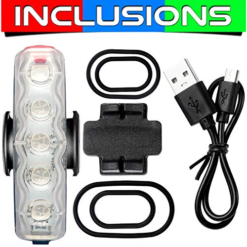 Bike Tail Light USB Rechargeable-Super Bright LED Bicycle Rear Light with Red/Blue/Green Color Waterproof Taillight for Cycling Safety