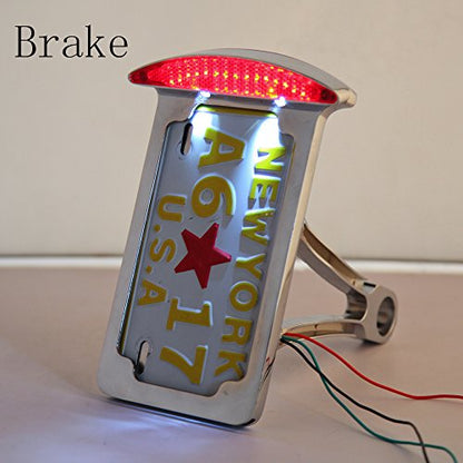 Motorcycle Side Mount License Plate Frame Tail Light For Harley Cruiser Chopper - color: Chrome