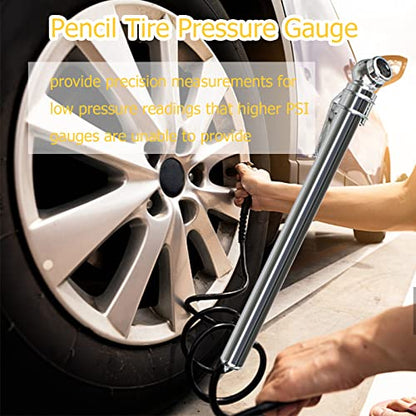 Pencil Tire Pressure Gauge, 1-20 PSI Low Pressure Gauge | For checking tire pressure on golf carts, ATVs, small vehicles and dirt bikes