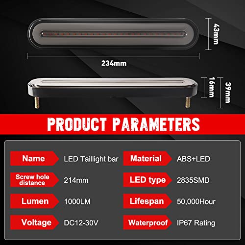100 LED Trailer Tail Lights, 2835SMD Bright LED Stop/Brake/Sequential Turn Signal Light Bar, Waterproof, DC12-30V - color: Amber&Red