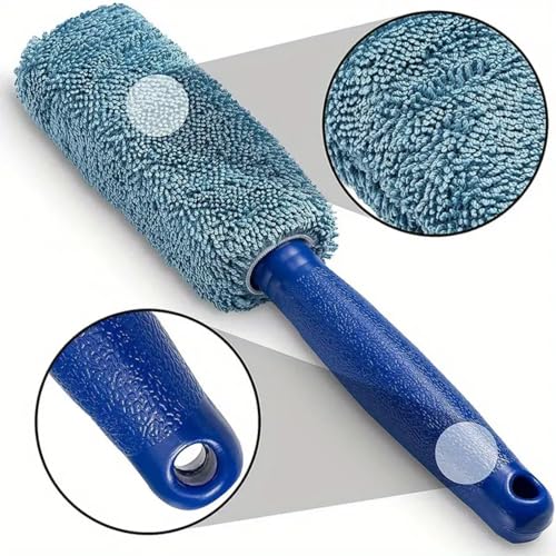 Car Wheel Cleaning Brush, Handle Motorcycle Washing Cleaning Tools, Soft Reusable Clean Tool for Cars Wash Shop (Blue)