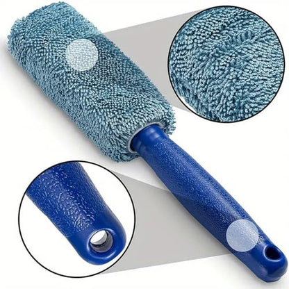Car Wheel Cleaning Brush, Handle Motorcycle Washing Cleaning Tools, Soft Reusable Clean Tool for Cars Wash Shop (Blue)
